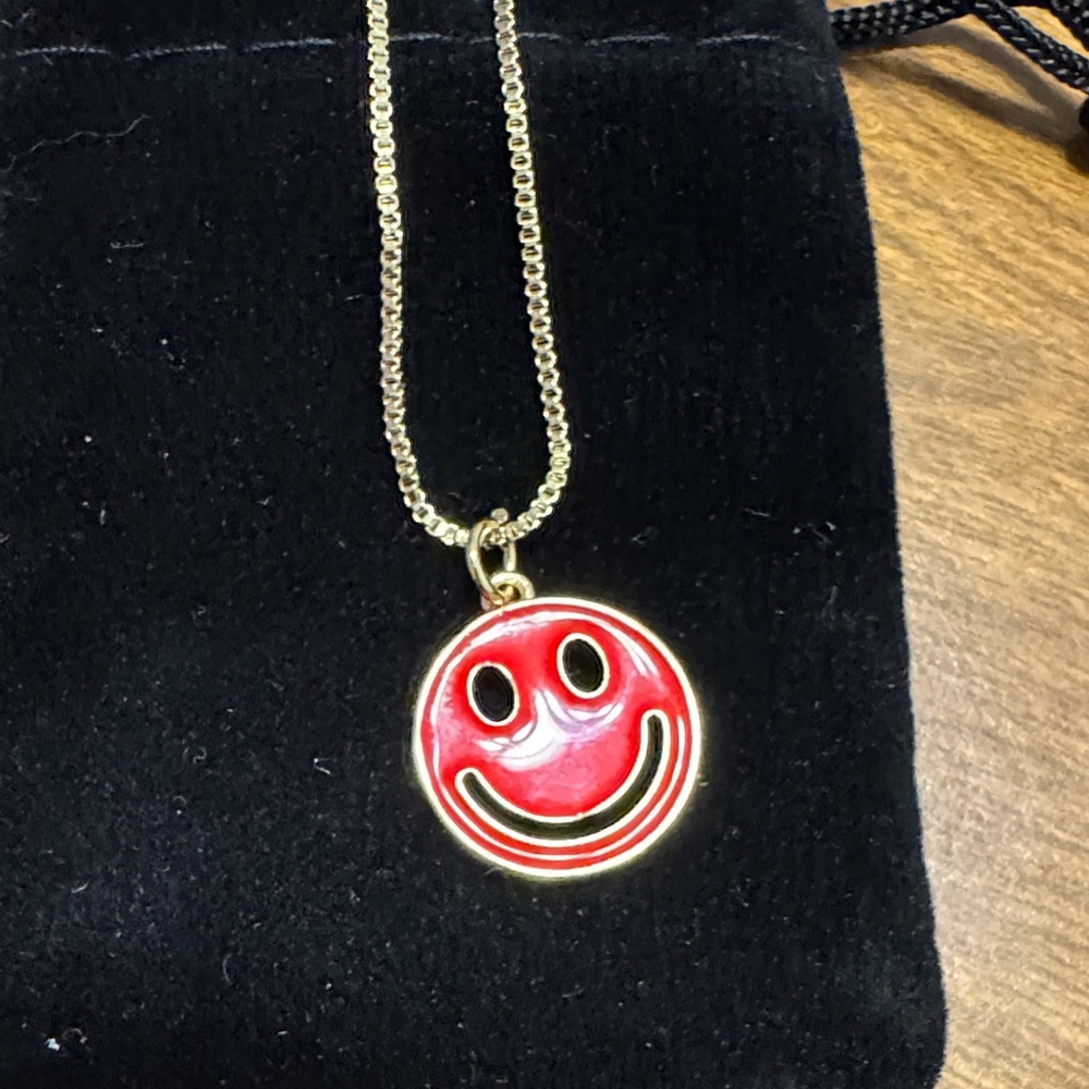 Red Smiley Face Pendant Necklace